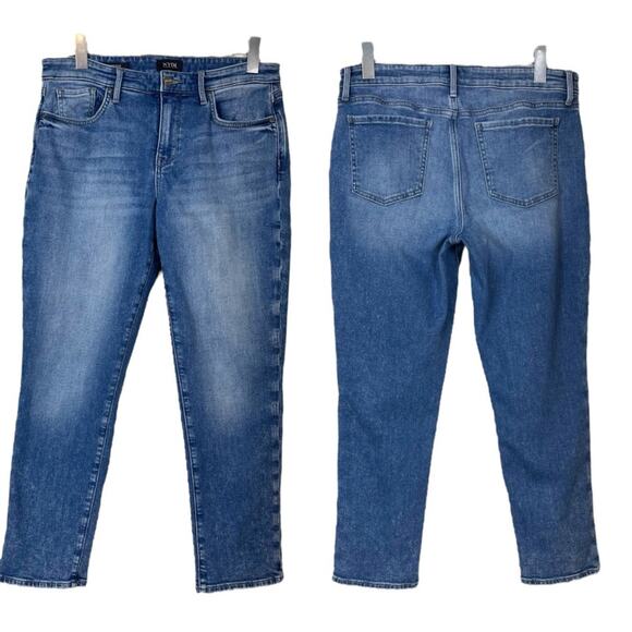NYDJ Girlfriend Jeans Cropped Mid Rise Medium Wash Women’s Size 10P Petite - Picture 6 of 6